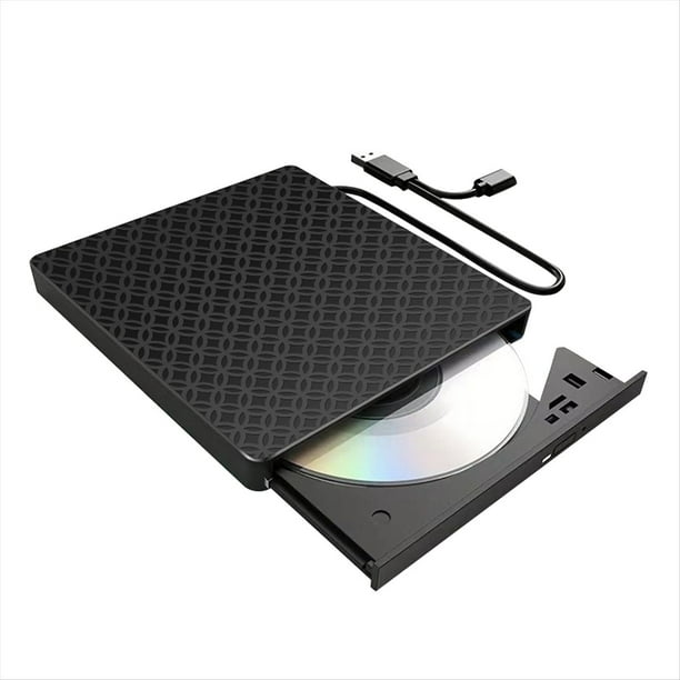 Unidad Grabadora de CD/DVD Externa Multifuncional Negra con Ranuras SD/TF y USB 3.0 Unidad Óptica para PC Portátil