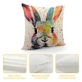 thumbnail image 4 of COMIO  Watercolor Bunny Rabbit Throw Pillow Covers Lovely Animal Pattern Bunny Feed Home Decorative Cushion Cover Pillow Case Square Pillowcase, 4 of 5