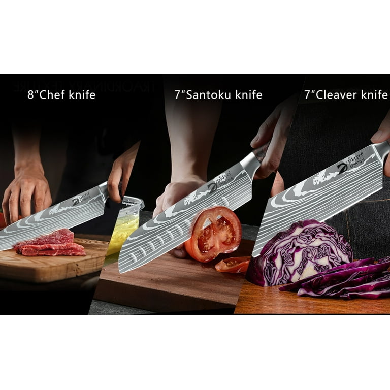 DFITO 9-Piece Kitchen Knife Set, Stainless Steel Professional