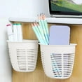 thumbnail image 4 of Wall Mounted Storage Baskets 2 Pack, No Drill Adhesive Hanging Organizer Baskets, Plastic Traceless Shelves for Kitchen, Bathroom, Bedroom, Dormitory, Bedside, Space Saving Home Organization, 4 of 6