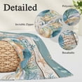 thumbnail image 2 of Vintage Blue Coastal Pillow Covers, Linen Long Throw Pillow Case, Summer Beach Starfish Shell Coral Nautical Holiday Pillow Protector Decorative Cushion Cover for Living Room/Bedroom 12" x 20", 2 of 8