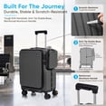 thumbnail image 5 of TABU Carry on Luggage with Detachable Side Bag, Zipperless PC Hard Shell Suitcase, Front Opening Suitcase, 360° Spinner Wheels, TSA Locks, USB Port, Grey, 5 of 9