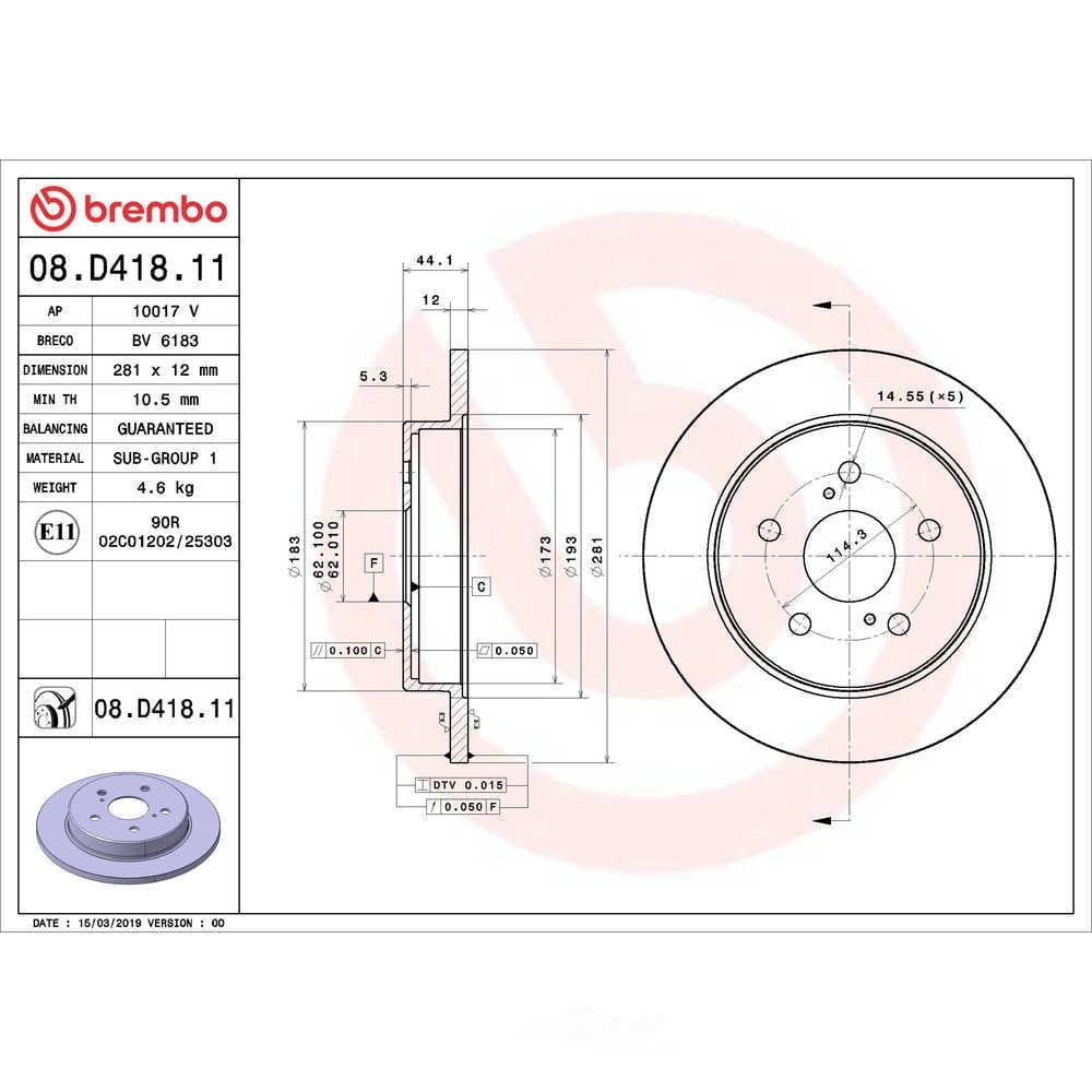Brembo 08.D418.11 PRIME Disc Brake Rotor