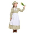 thumbnail image 6 of EnJoCho 3 Piece Prairie Dress Set for Girls 𝖥loral Dress with Bonnet Apron Vintage Ruffle Dress Village Clothes Halloween Cos-play Country Girl Outfit, 6 of 9