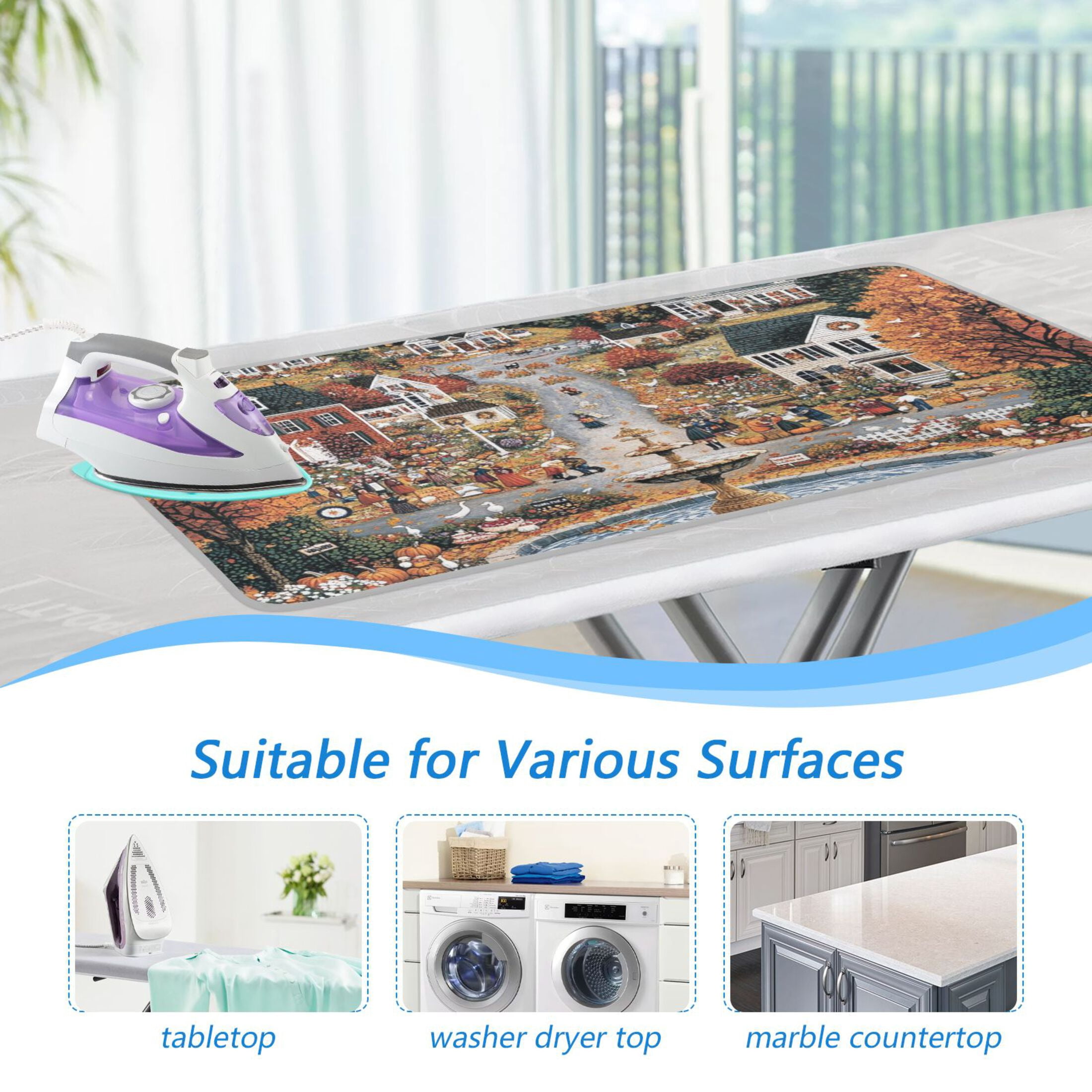 Thanksgiving Day Parade Fest Ironing Mat Blanket for Table Top Travel Portable Ironing Board Pad 47.2x27.6 Inch