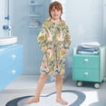 thumbnail image 5 of FORMRS Niños Bathrobe Unisex Hooded Robe Soft Plush Pajamas Sleepwear, Size 2-3T, Pink Floral Wave, 5 of 7
