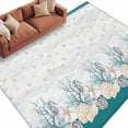thumbnail image 2 of Seahorse Coral Shell Washable Living Room Rugs 6'x9', Starfish Ocean Wave Low Pile Throw Large Area Rug Non-Slip Sturdy Edge Binding Carpet for Dining Room Kitchen Office, 2 of 9