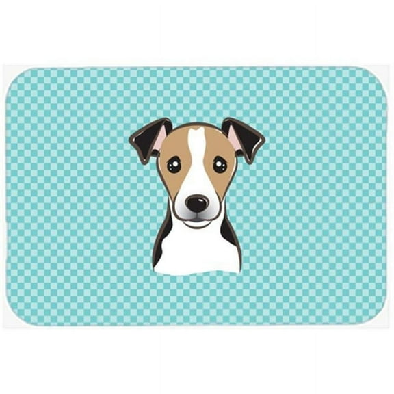 Checkerboard Blue Jack Russell Terrier Mouse Pad, Hot Pad Or Trivet, 7.75 x 9.25 In.