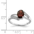 thumbnail image 2 of White Sterling Silver Ring Band Gemstone Garnet Oval Red Diamond, 2 of 2
