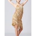 thumbnail image 4 of Doomiva Women's Sequins Tassel Dance 1920s Flapper Cocktail Party Dress Latin Ballroom Dance Dress Gold L, 4 of 7