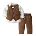 thumbnail image 4 of Zshosam Boys Gentleman Suits Toddler Kids Wedding Outfit Clothes 4 Pieces Dress Shirt + Pants + Vest Set with Bowtie(Brown,4-5 Years), 4 of 9