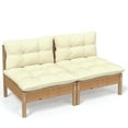 thumbnail image 3 of vidaXL 2-Seater Patio Sofa with Cream Cushions Solid Pinewood, 3 of 4