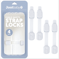 Child Safety Strap Locks (4 Pack) for Fridge, Cabinets, Drawers, Dishwasher, Toilet, 3M Adhesive No Drilling