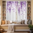 thumbnail image 3 of Wisteria Flowers Kitchen Curtains, Purple Floral Warercolor Summer Light Filtering Window Curtain Panels, 2Pcs Rod Pocket Window Treatments Set for Living Room Bathroom Bedroom 42x63 Inches, 3 of 9