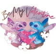 thumbnail image 2 of Girl's Lilo & Stitch Be My Valentine Watercolor Couple  Graphic Tee White Medium, 2 of 4