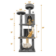 thumbnail image 2 of NINESHI 58" Cat Tree Large Cat Tower Condo w/ Multi-Level Scratching Post for All Indoor Cats, Gray, 2 of 8