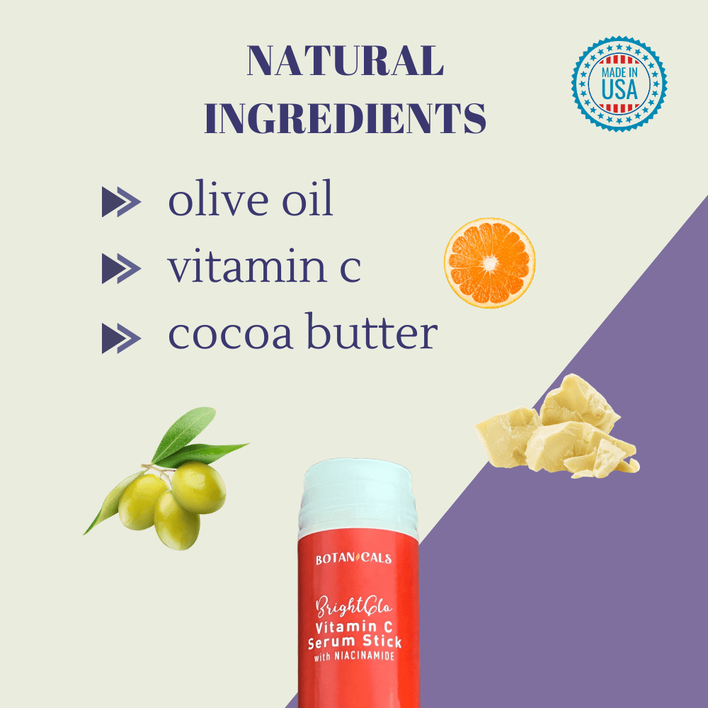 Botanicals BrightGlo Vitamin C Serum Stick with Niacinamide, 2oz, Natural Skin Brightening and Fine Line Treatment - Made in the USA - Passion Fruit