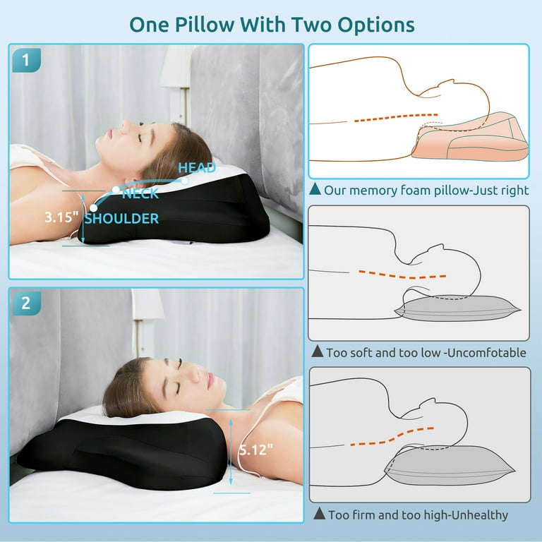 Donama Cervical Memory Foam Pillow for Pain Relief Sleeping,Neck Ergonomic Orthopedic for Side Back and Stomach Sleepers with Breathable Pillowcase