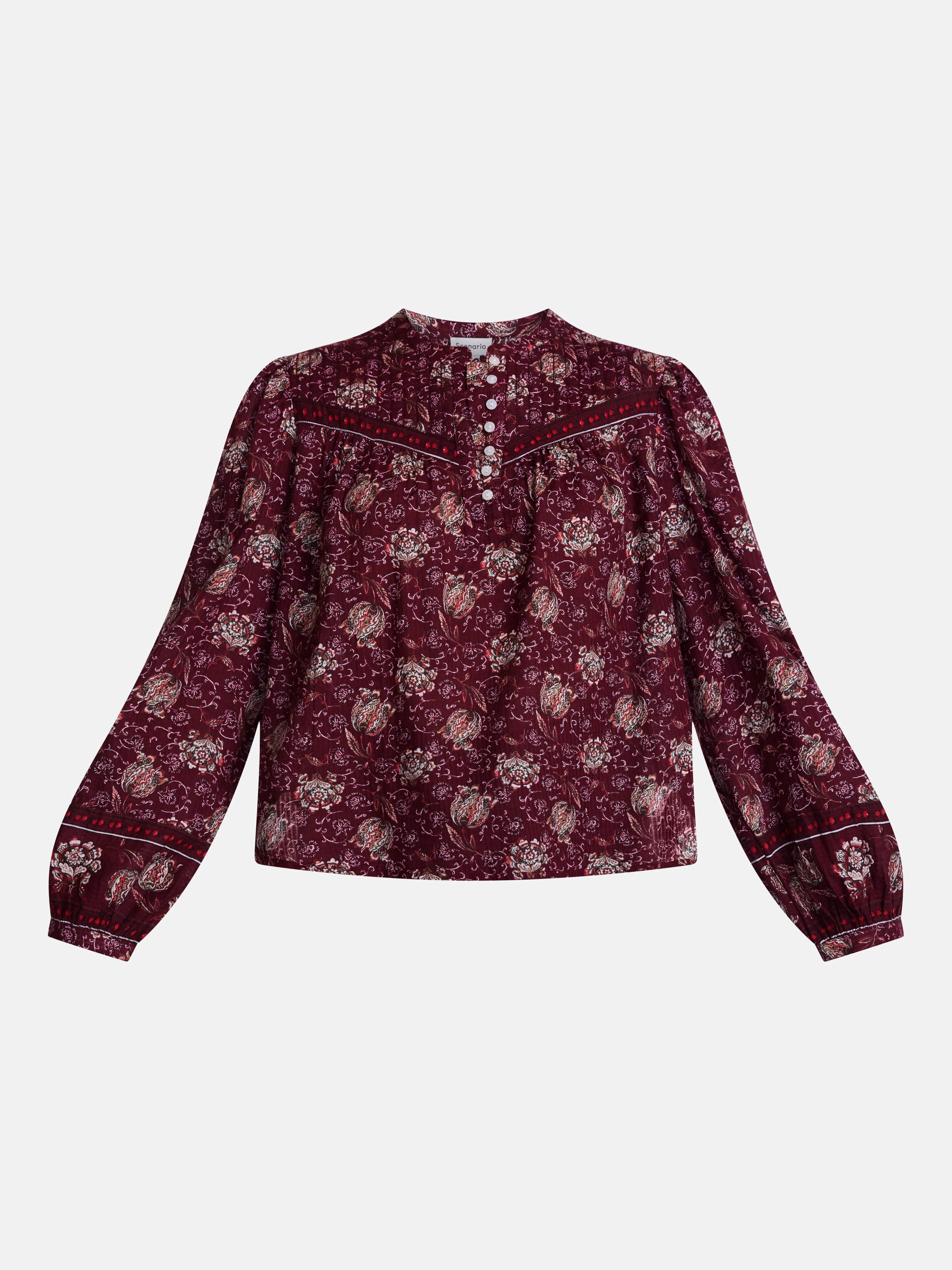 Scenario Women's and Women's Plus Quilted Detail Long Sleeve Top, Sizes XS-4X