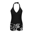 thumbnail image 4 of UPPADA Plus Size Tankini Swimsuit With Shorts 2 Piece Tummy Control Swimsuit Ruched Bathing Suit Swimwear With Shorts Halter Swimwear Set Black Swimsuit,XXXL, 4 of 7