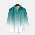 thumbnail image 2 of Camisas Casuales Para Hombre Camisa con botones de solapa en 3D digital degradado informal para hombre (Green, L), 2 of 5