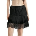 thumbnail image 1 of Women's Lace Half Slip Skirt Low Rise Pleated Ruffle LaceTrim Mini Skirt Layered Flowy Underskirt, 1 of 8