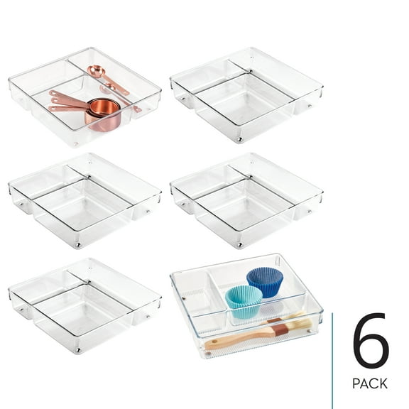 iDesign 3-Section Plastic Drawer Organizer - Storage and Organization for Kitchen, Bathroom, and Desk Drawers
