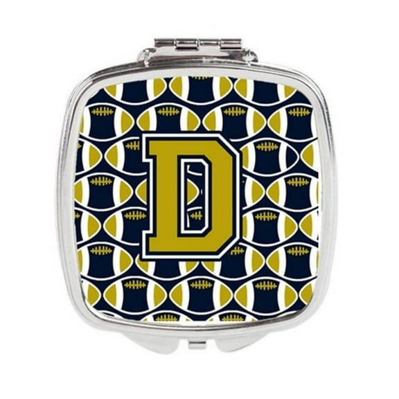 Carolines Treasures Letter D Football Blue & Gold Compact Mirror