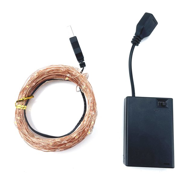 Cadena de luces USB multicolor de 5 m con caja de batería Brillo constante Leyfeng Luz de cadena