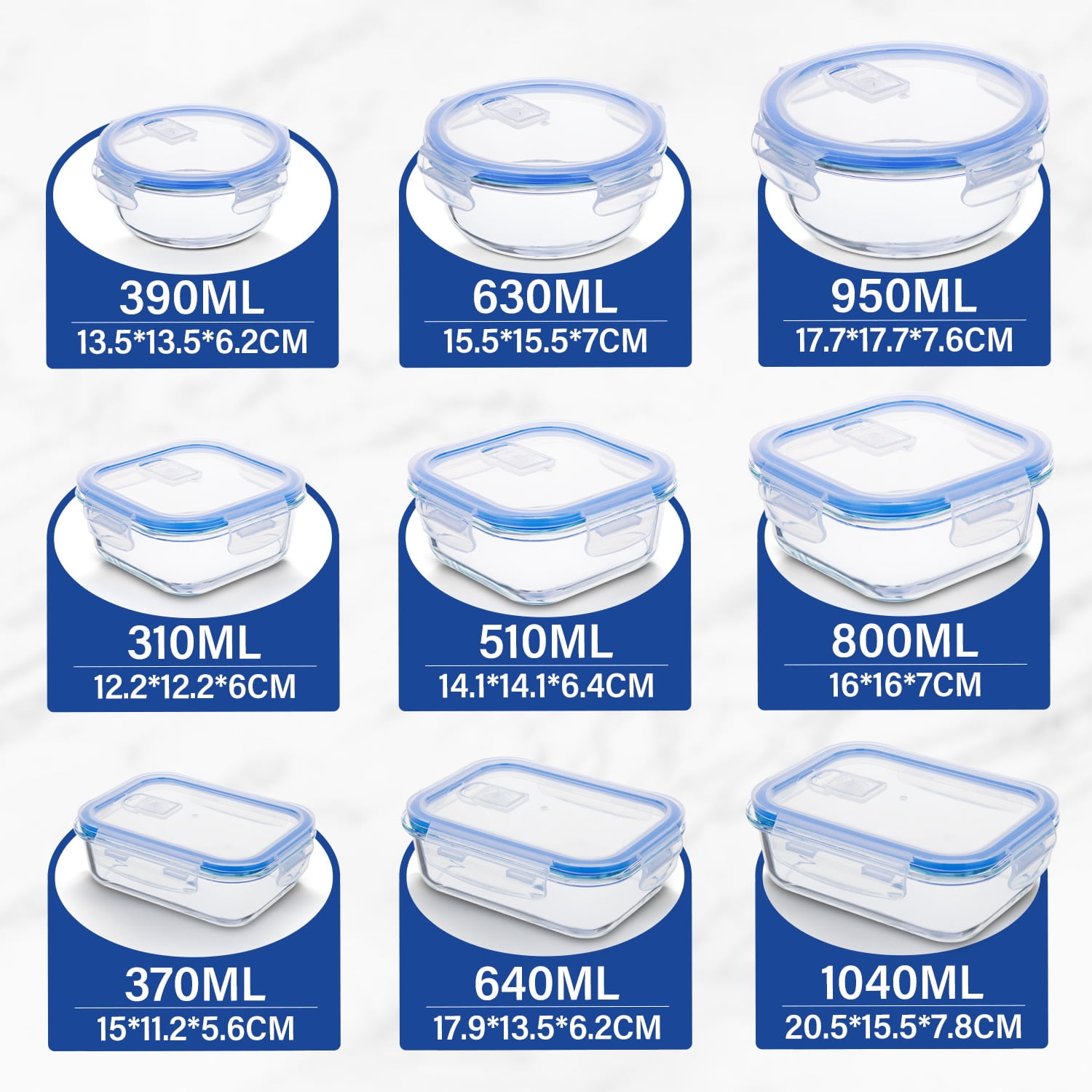 Stelive 12 Pack Glass Food Storage Lunch Containers Airtight Lids With Steam Vents, BPA Free Meal Prep Containers, Safe For Microwave, Dishwasher, Oven & Freezer Pantry Kitchen Storage, 310-1040ml