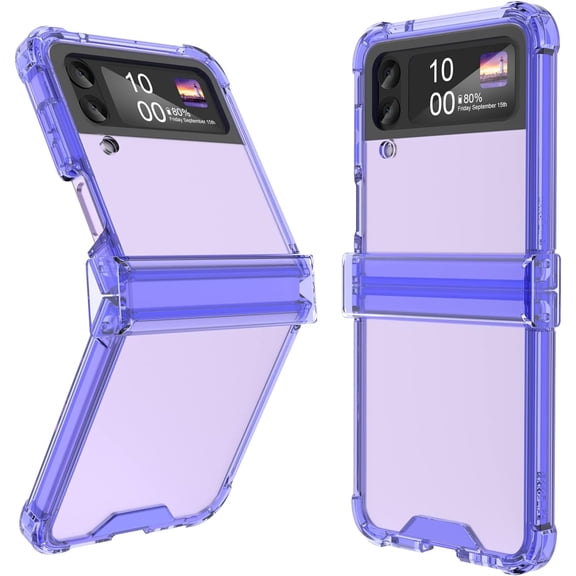 Designed for Galaxy Z Flip 3 Case with Hinge Protection,Samsung Flip 3 Full Cover Shockproof Slim Phone Protection Case Clear for Z Flip 3 5G(2023)-Clear Black