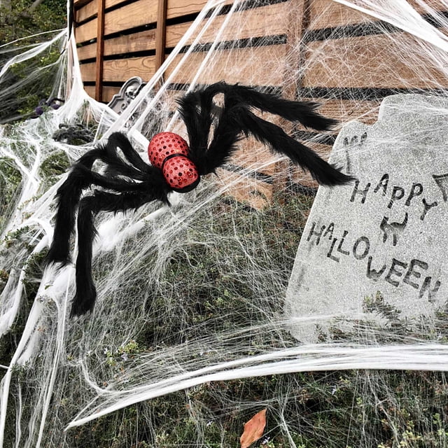 WREESH Halloween Simulation Skull Big Spider 75cm Plush Spider Ornament Clearance