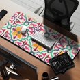 thumbnail image 2 of Long Mouse Pads for Desk,Yellow Ethnic Floral Pattern Desk Mats on Top Of Desks, Desk Mouse Pad Extra Large with 3mm Non-Slip Base and Stitched Edge for Gaming,Office,Work,Home 35.4"x15.7", 2 of 6