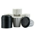thumbnail image 3 of Restpresso 8 oz Gray and White Stripe Paper Single Wall Coffee Cup - with Black Lid - 3 1/2" x 3 1/2" x 3 1/4" - 20 count box, 3 of 11