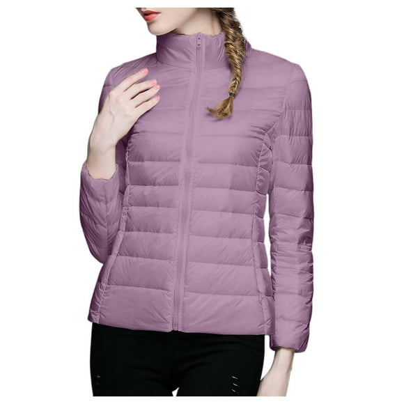 TJAZFJPA Coat of Many Colors Lightweight Women's Solid Color Stand Collar Short Down Jacket Slim Fit Autumn Winter Coat Snow Jackets for Women Plaid Jacket