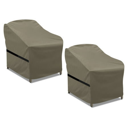 Patio Chair Covers 2 Pack, 600D Heavy Duty Waterproof Outdoor Chair Cover Patio Furniture Covers, Lounge Deep Outdoor Seat Covers, Brown