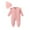Pink, variant on Elainilye Fashion Baby Girl Clothes Newborn Girl Romper Solid Color Fly Sleeve Jumpsuits Onesie with Hat Outfit, Sizes 3-18 Months
