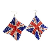 TPALPKT 1 Pair Vintage British Flag Earrings Union Jack Earrings Red White Blue Dangle Pierced Earrings Queens Jubilee 2022 Decorations Jewelry Gifts for Girls Ladies P9E6