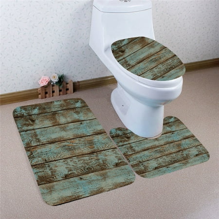 3 Piece Washable Bathroom Carpet And Rugs Sets Non Slip Pedestal