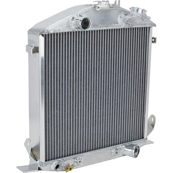 Aluminum Radiator, 6 Inch Chevy-Style Chopped 1932 Lo-Boy Aluminum Radiator with Automatic Transmission Cooler