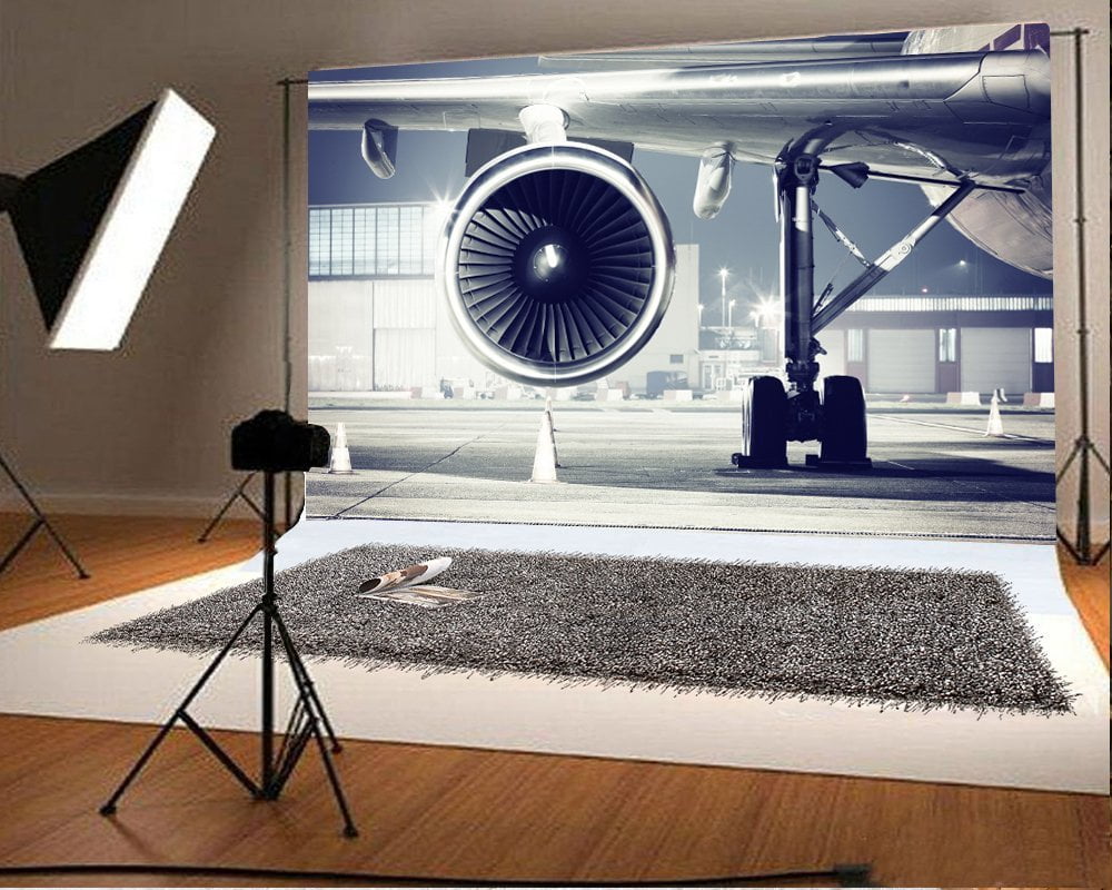 CdHBH 7x5ft Airplane Backdrop Airplane Landing at Dusk Airport Photography Backdrop Photo Backdrops Customized Studio Photography Backdrop Background Studio Props LYP186 