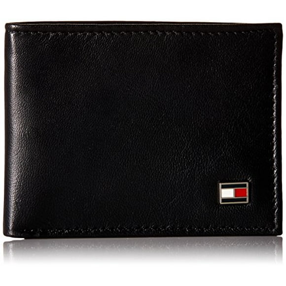 Tommy Hilfiger Men's Genuine Leather Oxford Slim Passcase Wallet, Black