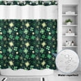 thumbnail image 2 of No Hook Shower Curtain, St. Patrick's Day Shower Curtains for Bathroom with See Through Top Window, Dark Green Lucky Shamrock Leaves Spring Waterproof & Washable Bath Curtain 66"x72", 2 of 9
