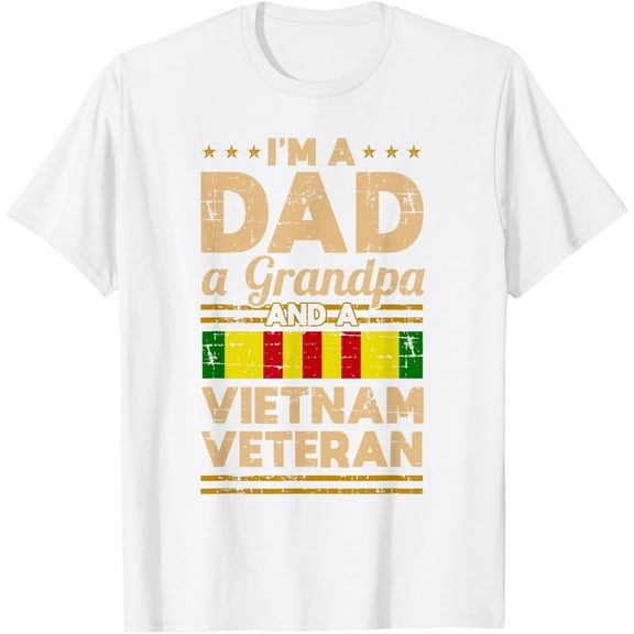 Dad Grandpa Vietnam Veteran Vintage Shirt Men's Gift T-ShirtMen's and women's pure cotton short-sleeved shirts