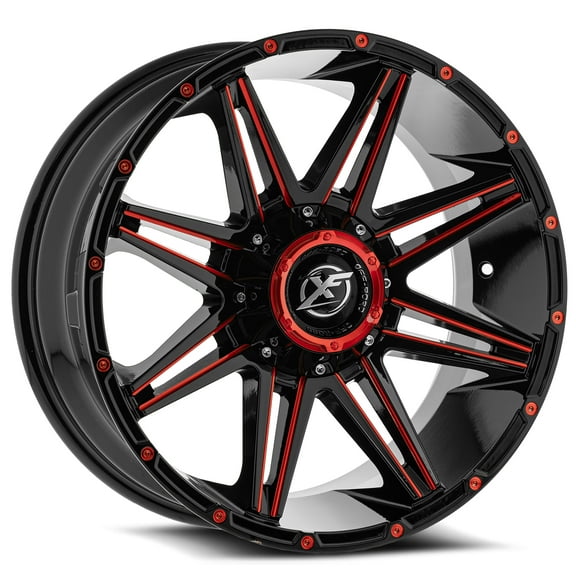 17x9 XF Off-Road XF-220 Gloss Black & Red Milled Wheel 6X135/6x5.5 (12mm)
