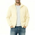 thumbnail image 5 of USNSM Men's Winter Fall Fleece Full Zip Up Sweatshirt Solid Color Casual Lightweight Long Sleeve Mock Neck Jackets with Pocket Beige XXL, 5 of 8
