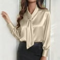 thumbnail image 6 of Women's Tops Dressy 2026 Bow Tie Neck Satin Shirts Long Sleeve Elegant Silk Blouses Dressy Casual Business Work Tops, 6 of 6