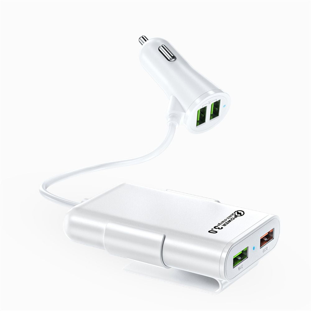 Practical Extension USB HUB Cable 4 Ports QC3.0 Power Adapter Car
