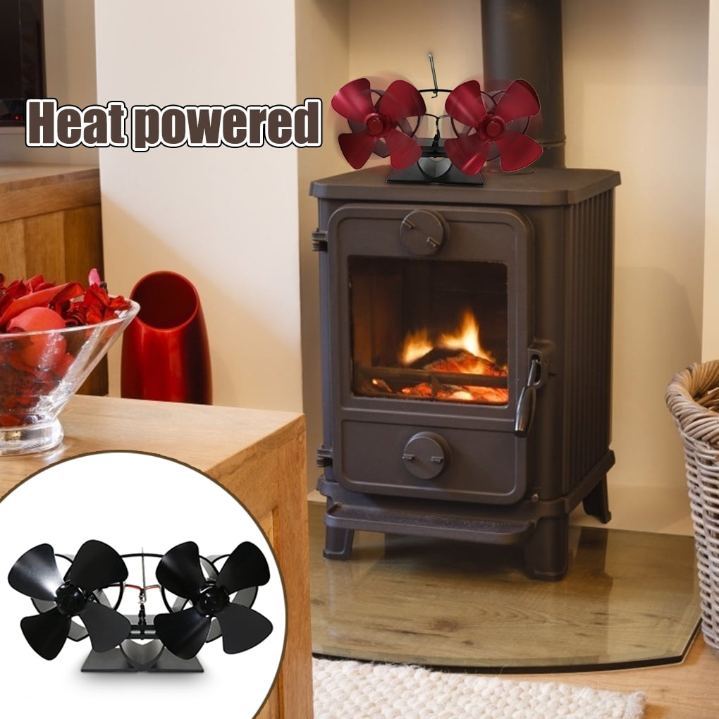 Fireplace Fan Living Room Wood 2 4 5 1 Log Burner Stove Blower with Dual  Heads Thermal Powered Fan, Black | Walmart Canada