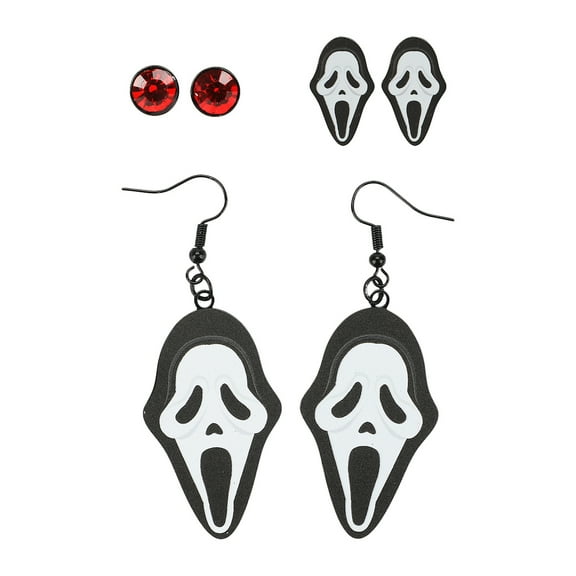 Ghostface Oversized Character and Stud Earrings Set